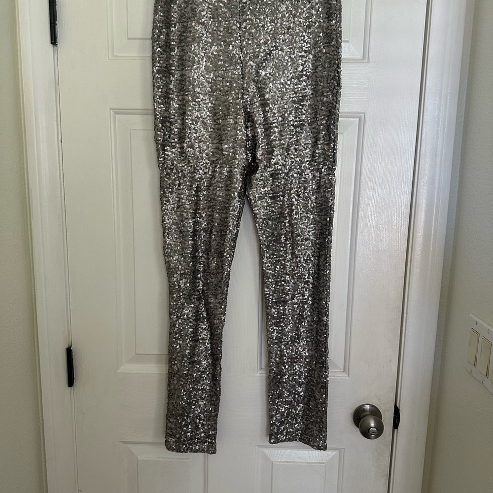 Sparkling Silver Sequin Leggings